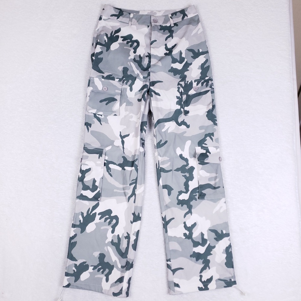 SHEIN x The Future Camo Cargo Pants Gray Green Multi Pocket Utility Large NWT